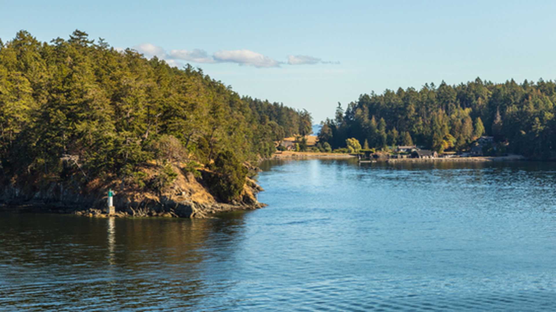 Light tower near Swartz Bay in Vancouver Island, British Columbia, Canada