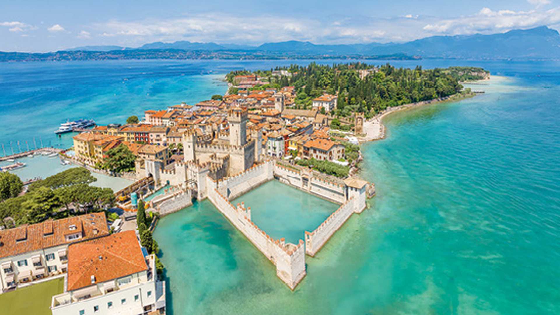 Landscape with Sirmione town, Garda Lake, Italy