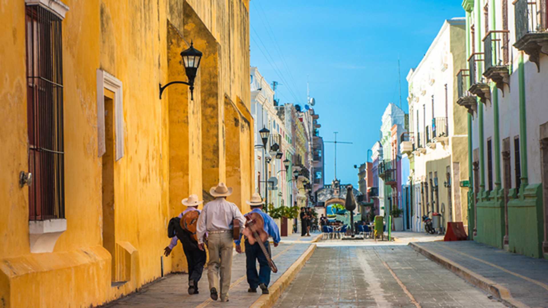 Mariachi on the streets of colonial Campeche city, Mexico