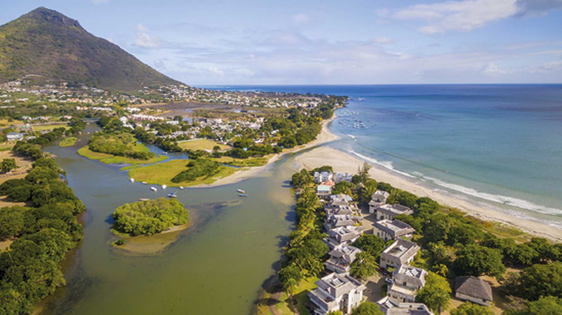 Aerial view of Black River Tamarin, (Curepipe, Black River Gorge), Mauritius beach