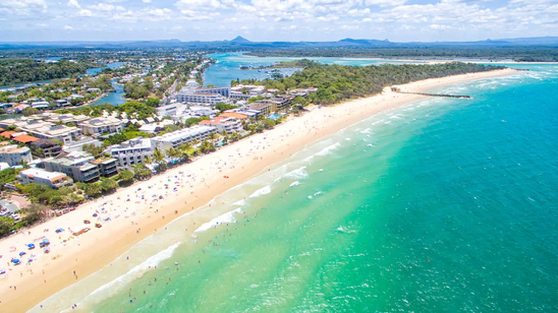 An aerial view of Noosa on Queensland's Sunshine Coast, Australia 