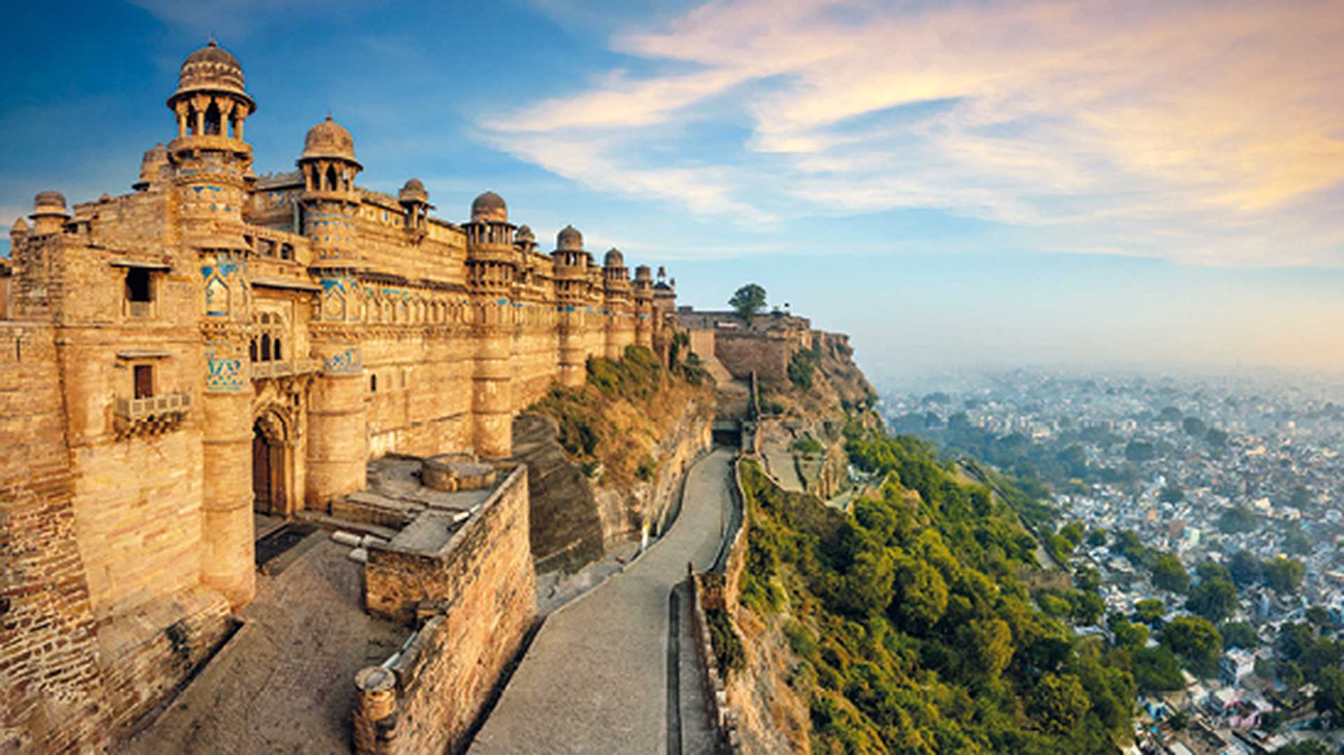 India tourist attraction - Mughal architecture - Gwalior fort. Gwalior, Madhya Pradesh, India