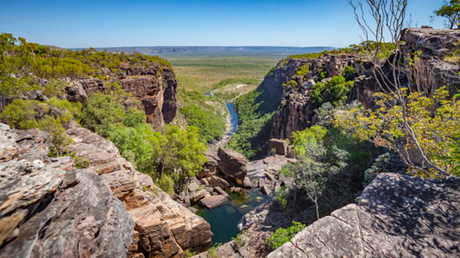 View over Arnhem Plateau an Kakadu National Park from top of the Jim Jim Falls