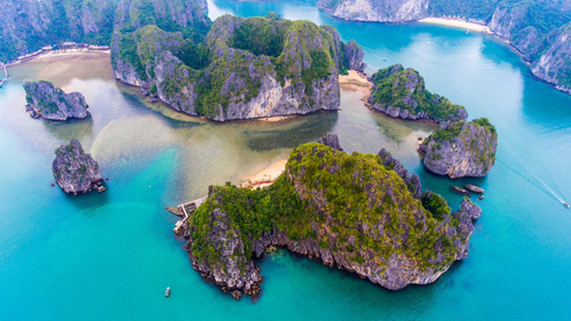 Cat Ba island from above. Lan Ha bay. Hai phong, Vietnam