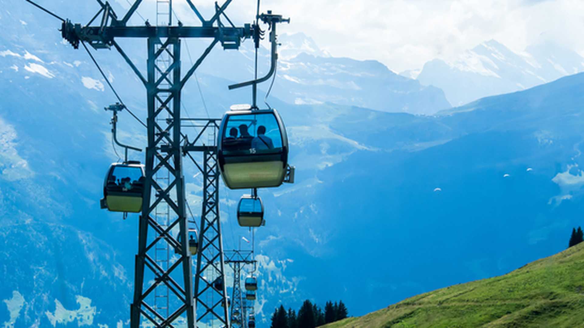 Cable railway to top of mountain in Switzerland