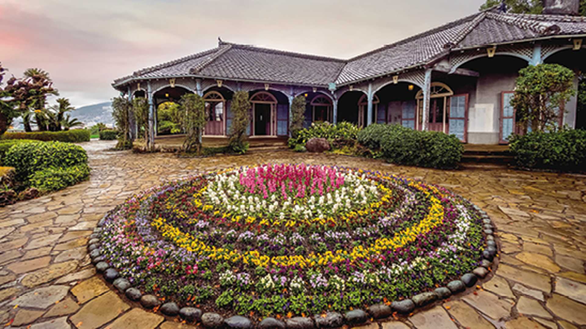 Glover Garden at sunset in Nagasaki, Japan.