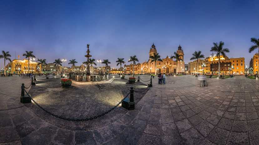 : Panoramic view of the main square of the city in Lima, Peru