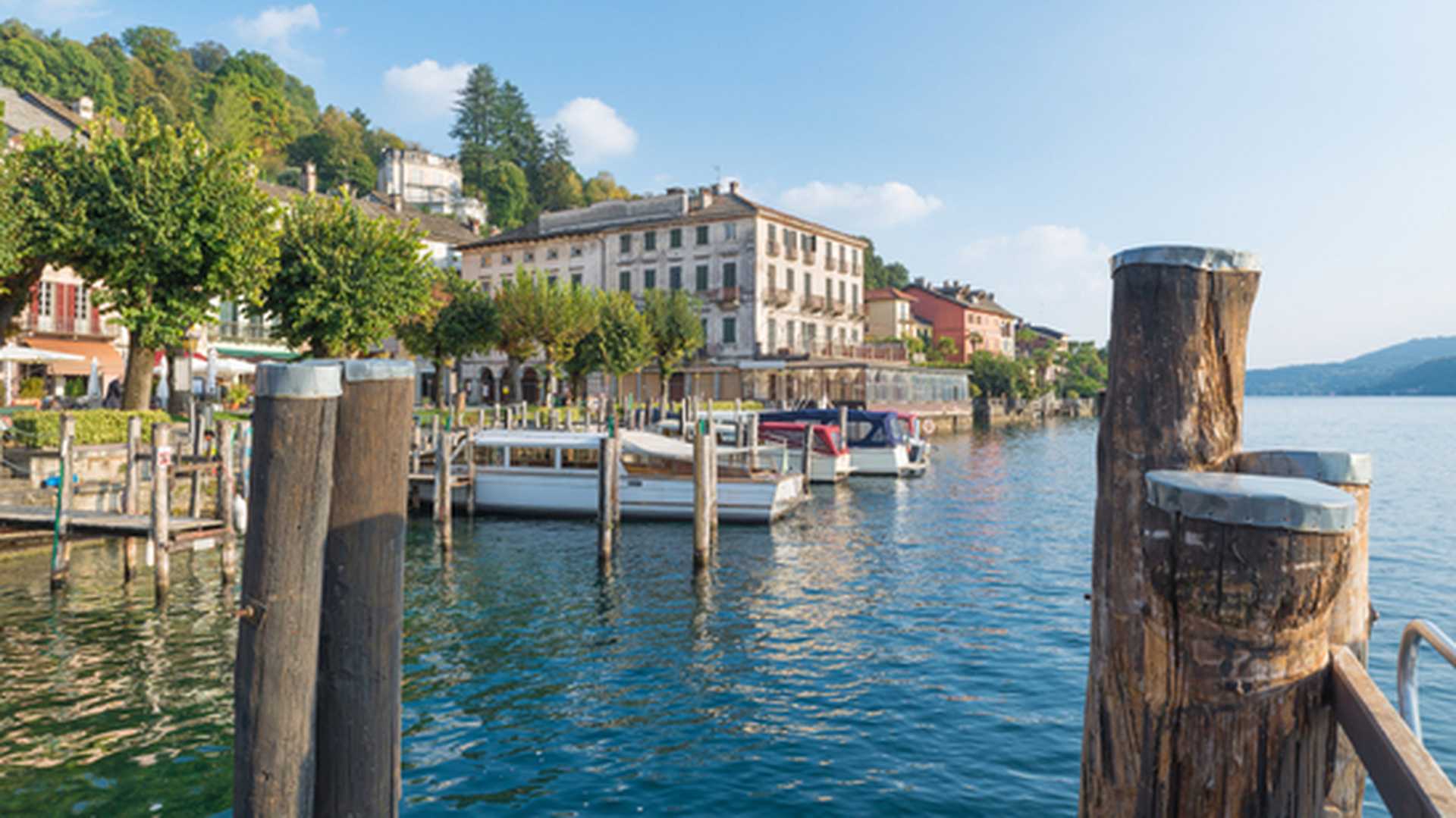 Lake Orta and the scenic village of Orta San Giulio, Italy