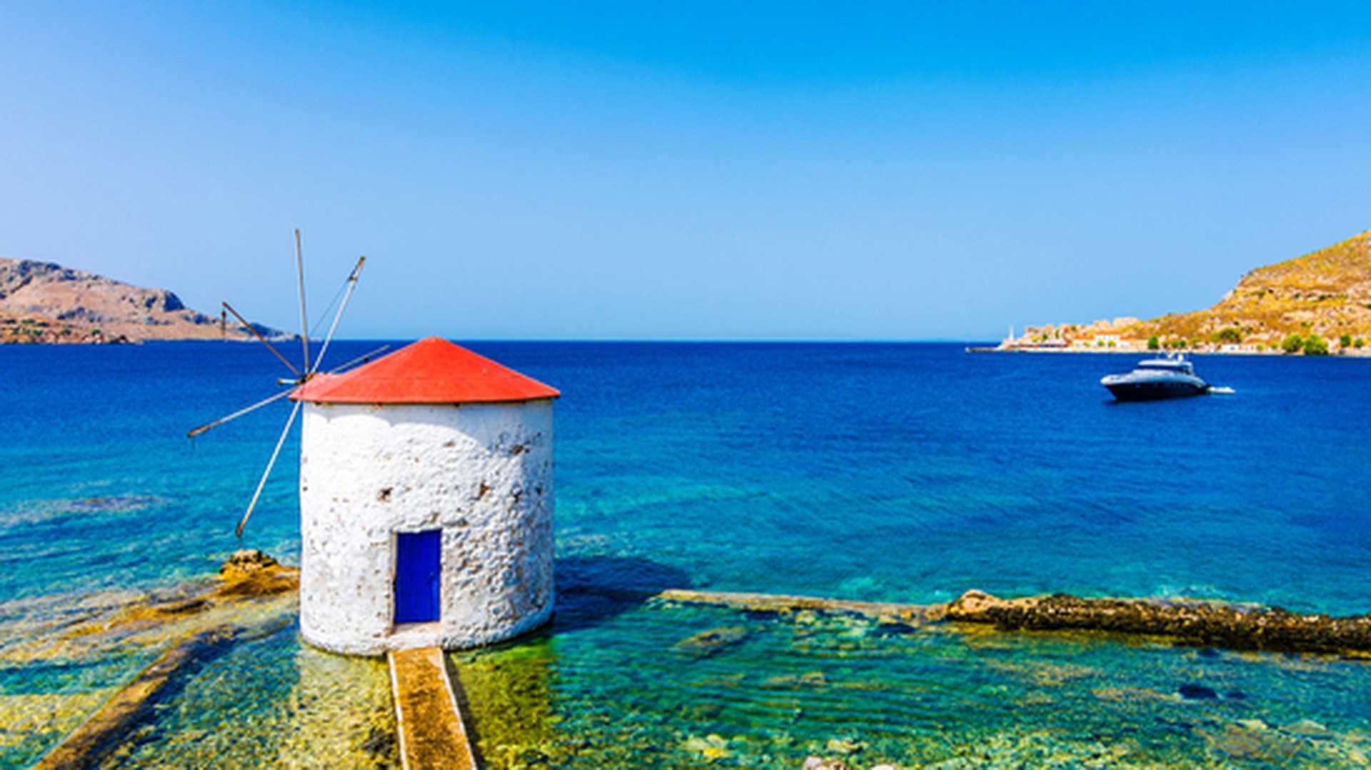 Agia Marina Village in Leros Island, Greece