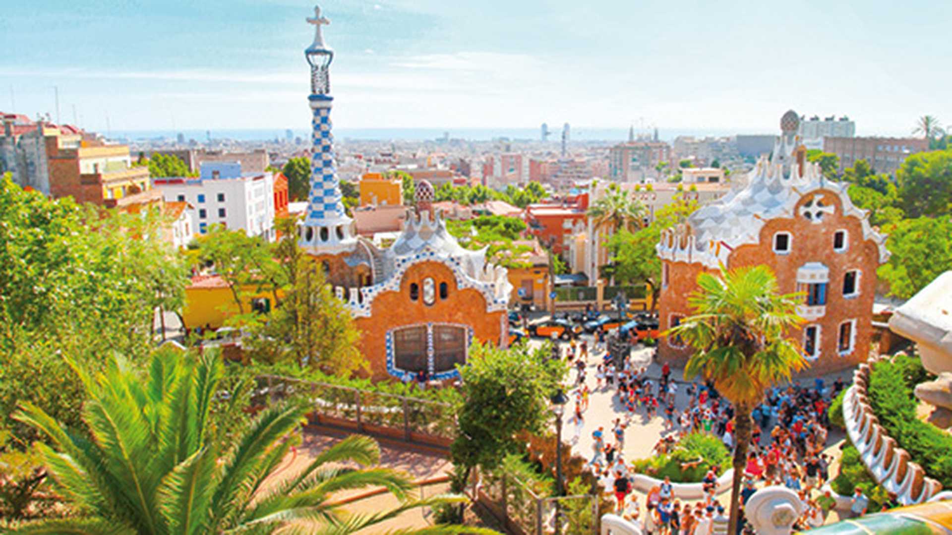 The Famous Summer Park Guell, Barcelona, Spain