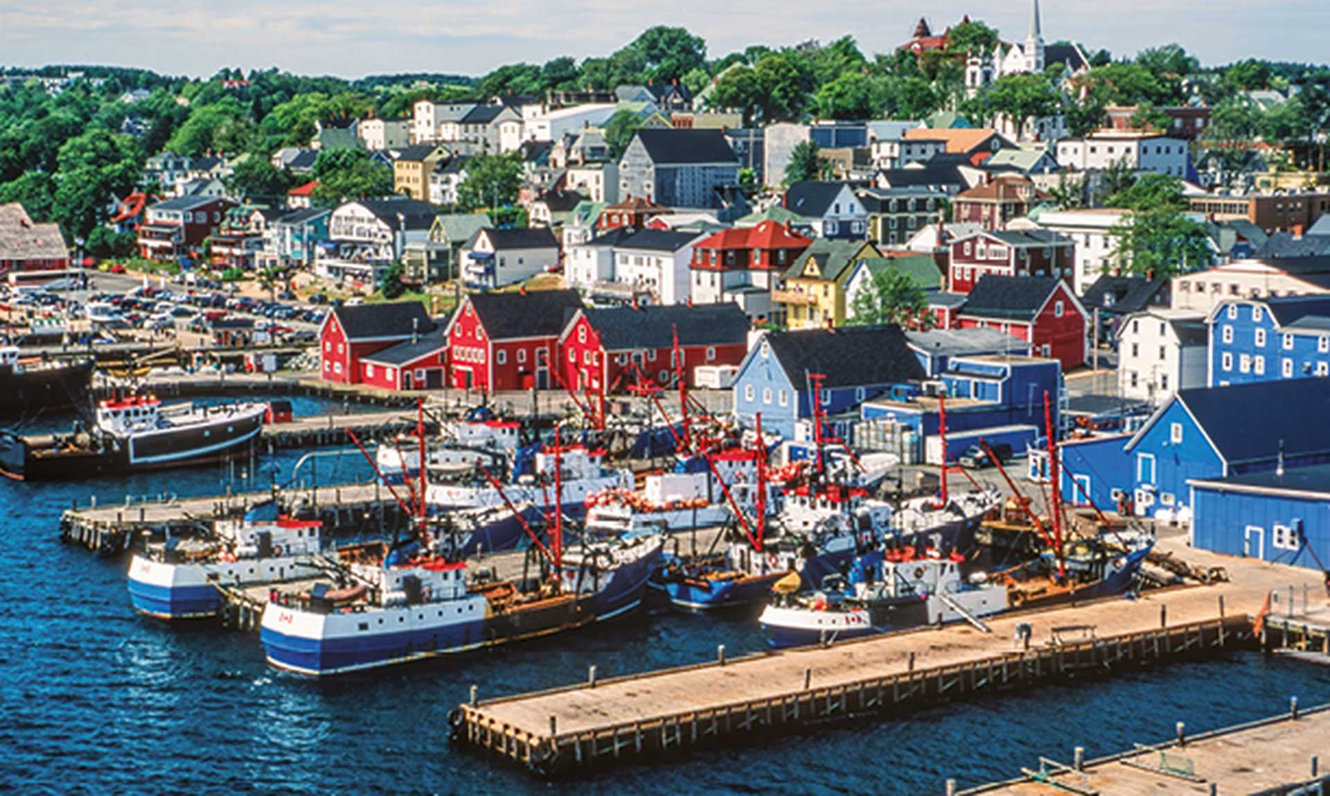 Aerial image of Lunenburg, Nova Scotia, Canada