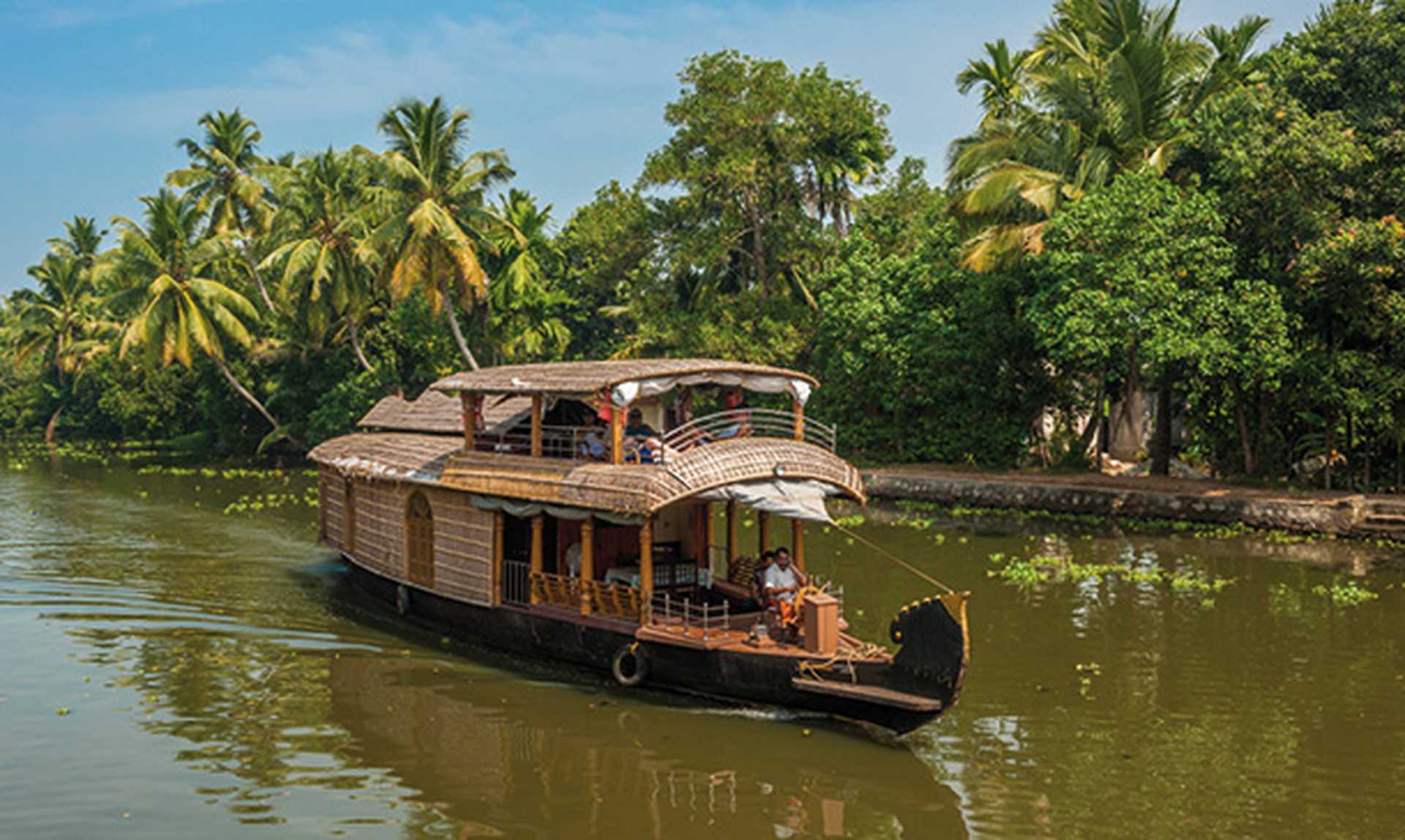 Houseboat on backwaters of Kerala