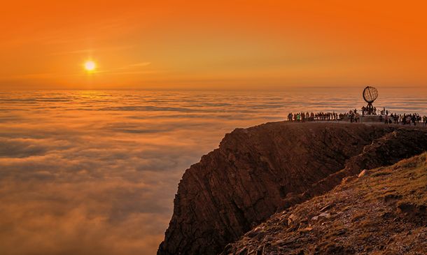 Midnight sun at North Cape, Norway