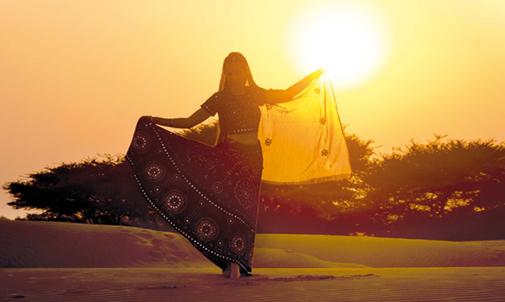 Indian dancer at sunset