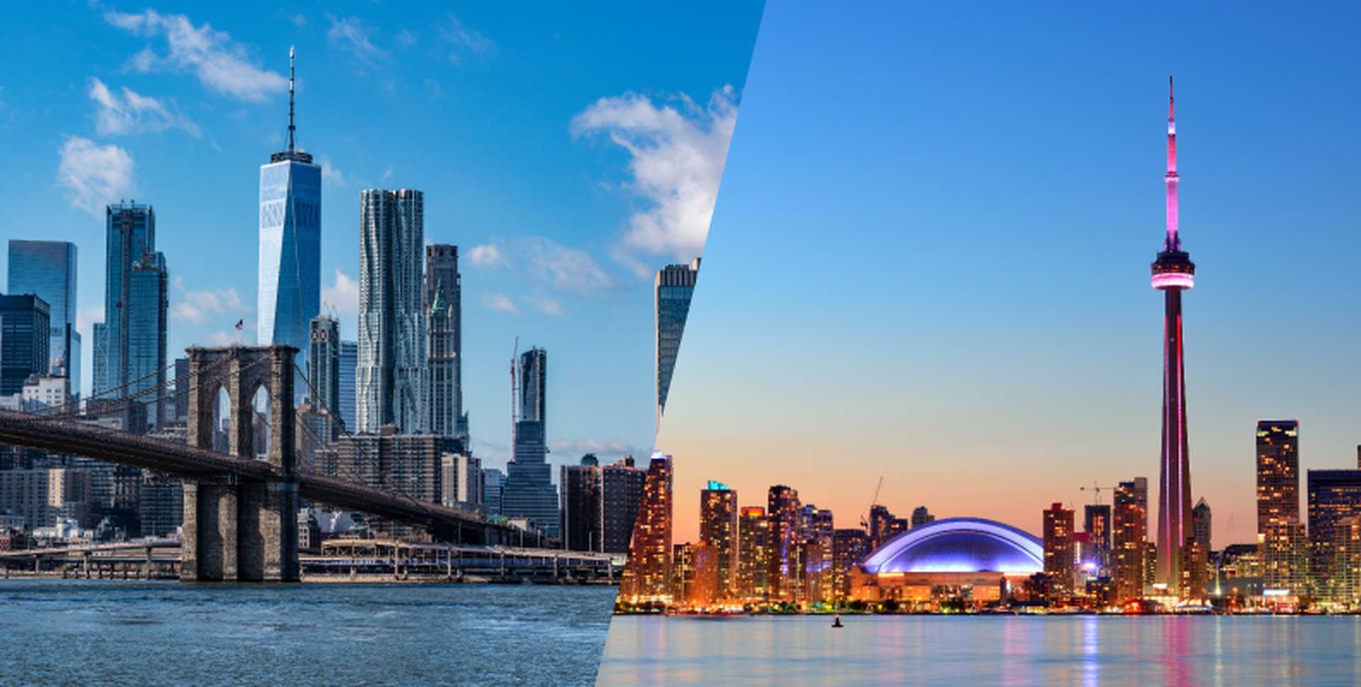 New York and Toronto skylines