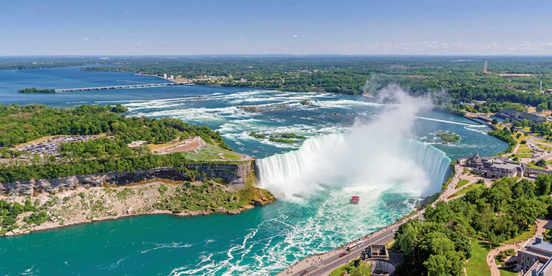 Aerial view of Niagara horseshoe falls. Ontario Canada