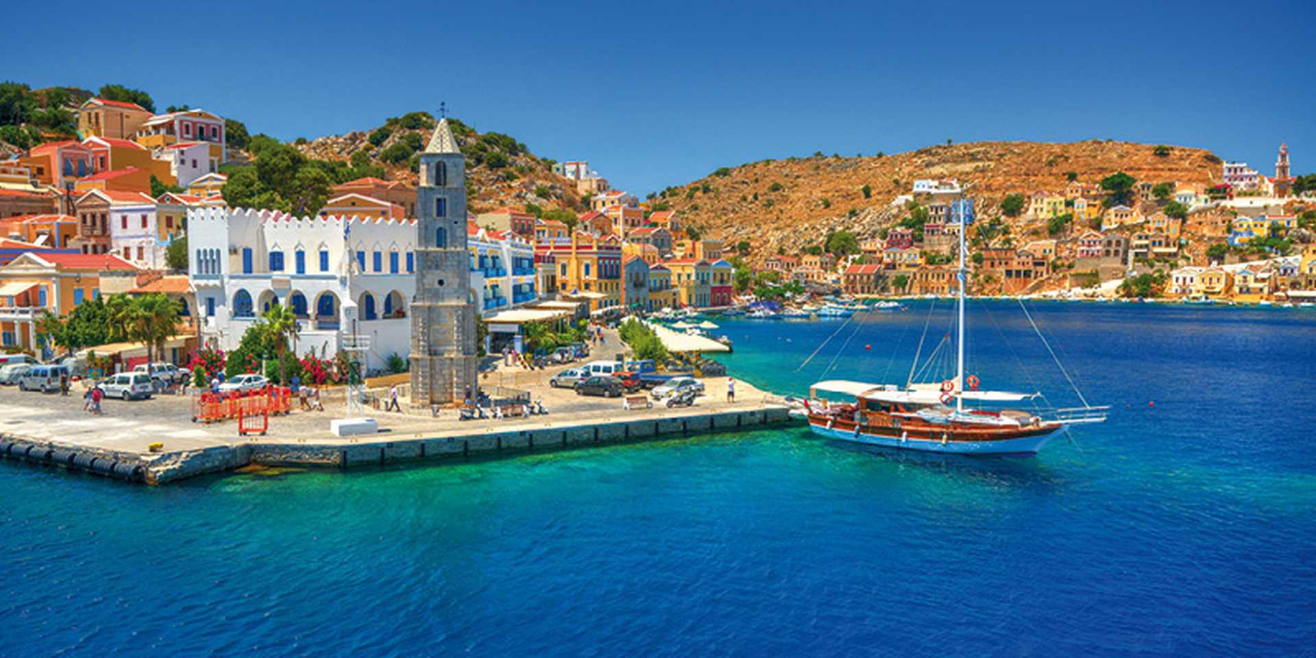 View on Greek sea Symi island 