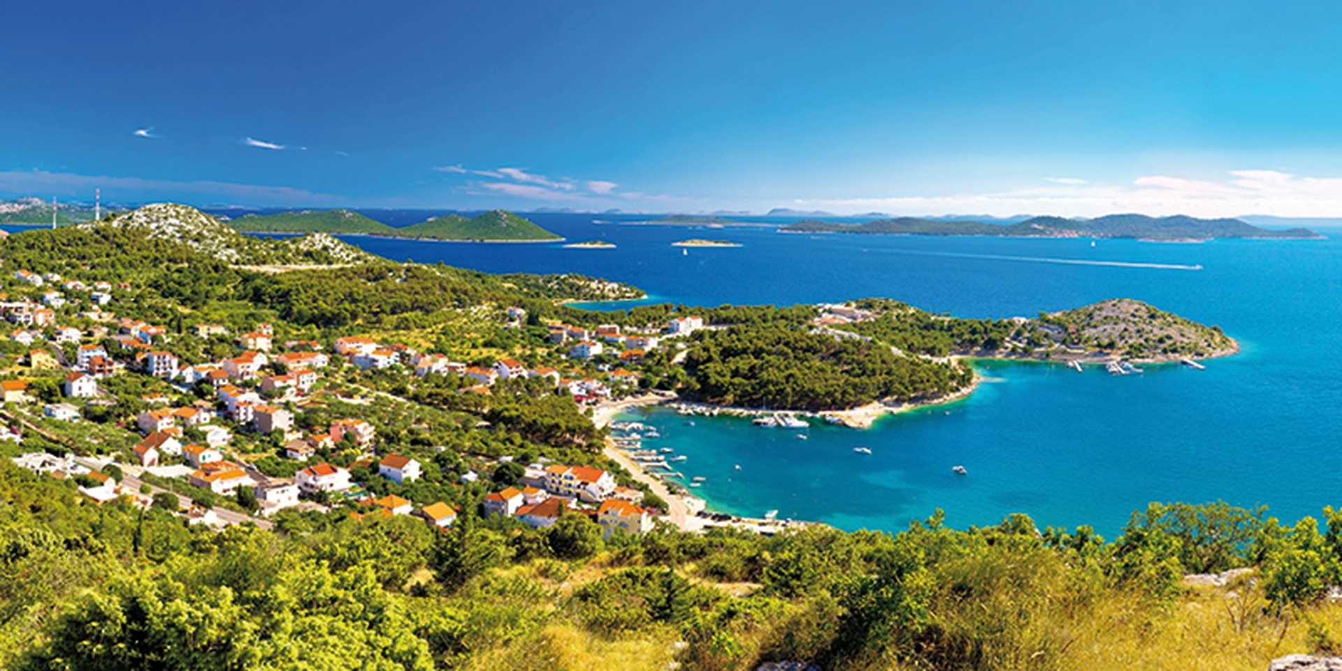 aerial view with Kornati islands national park, Dalmatia, Croatia