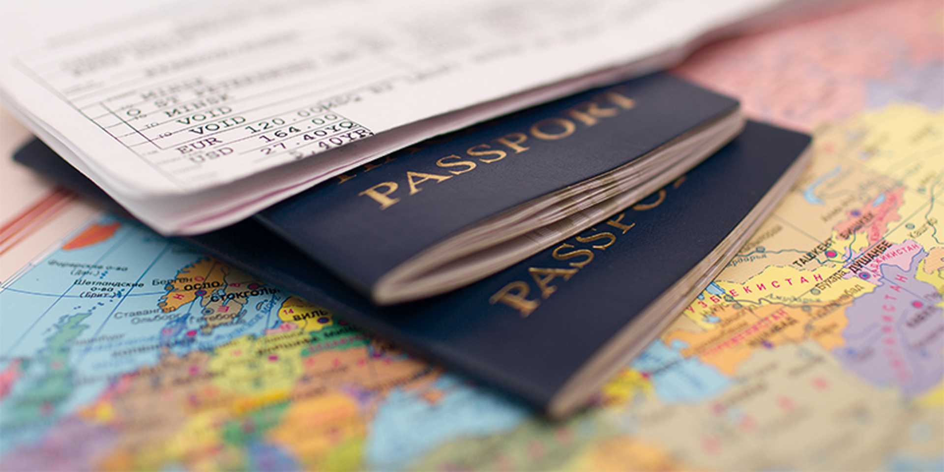 Passport on map