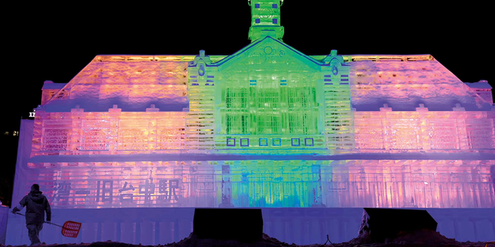 Snow castle at Sapporo Snow festival, Hokkaido, Japan