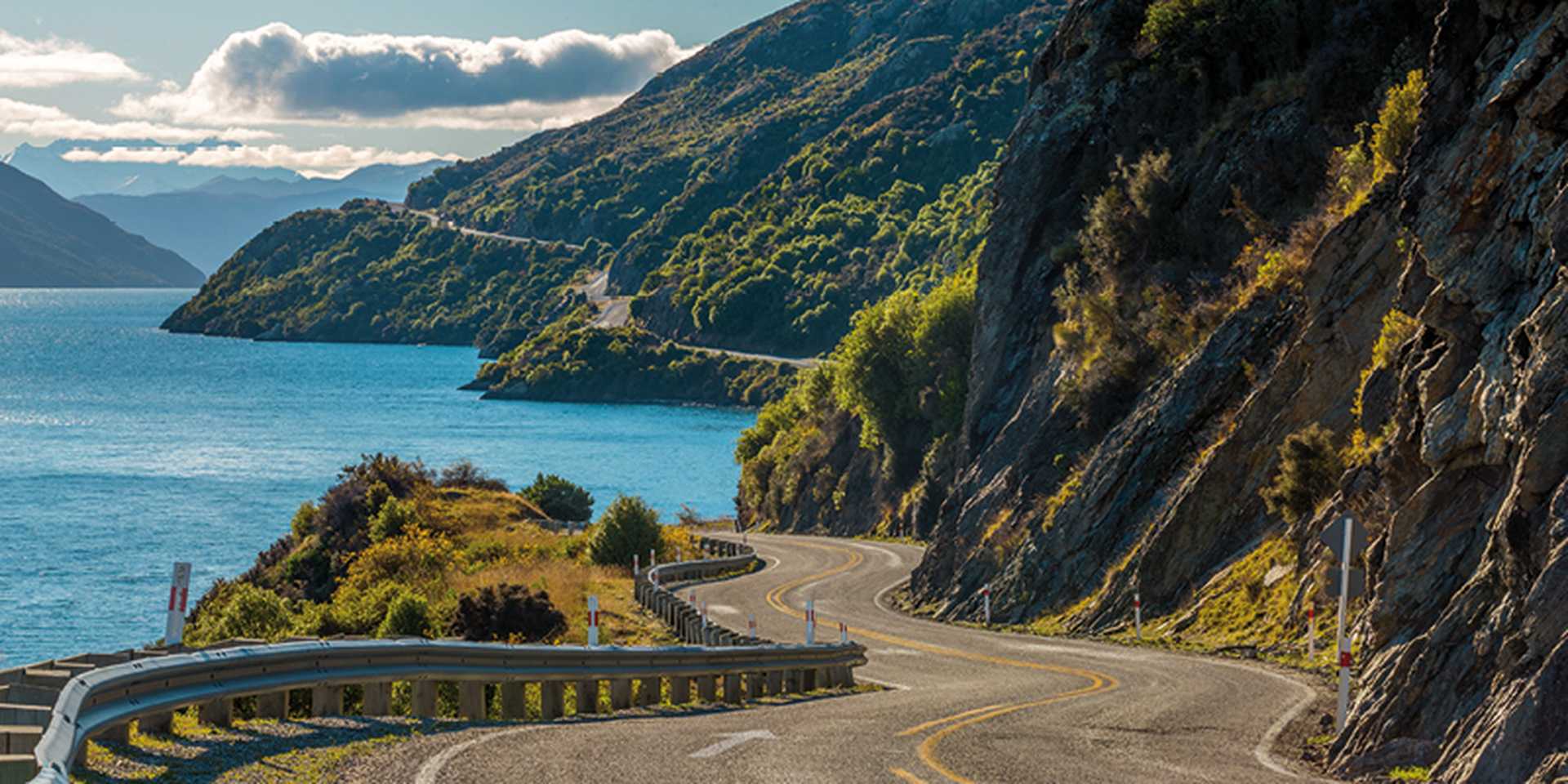 Road along Lake Wakatipu, Queenstown, New Zealand