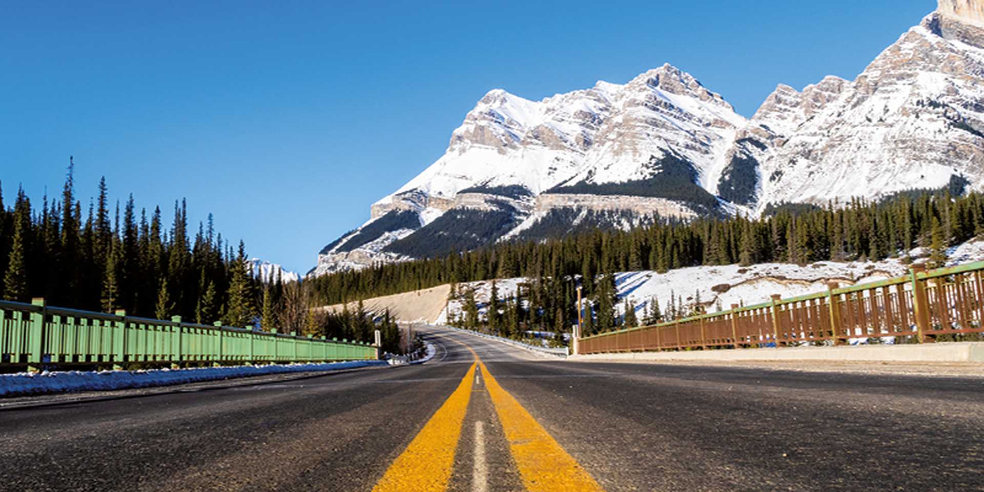 View of Saskatchewan River Crossing bridge, on the Icefields Parkway, Canada