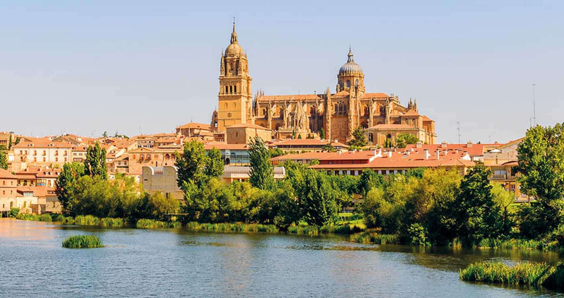 View across the Tormes to Salamanca's historic cathedral