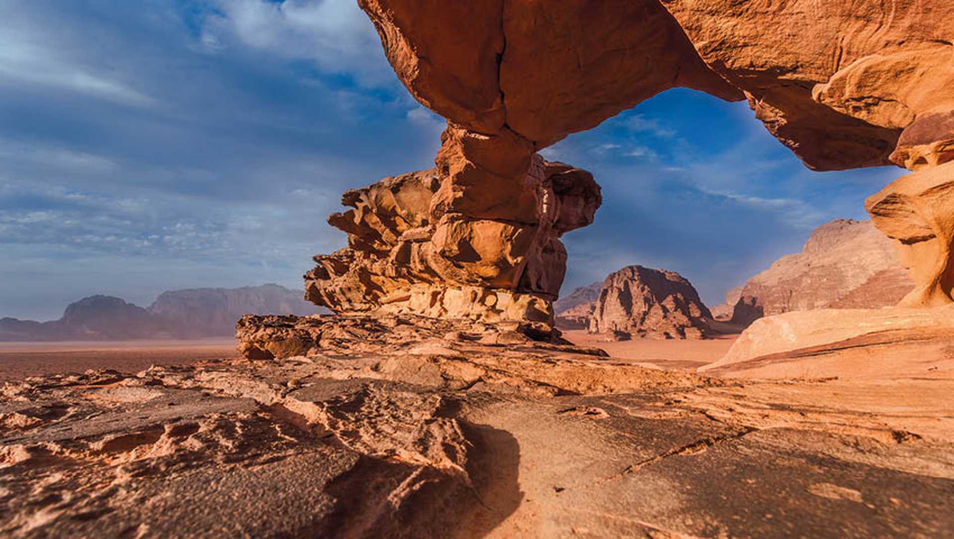 Rock formations in the Wad Rum desert, visited on Titan's Jordan tours