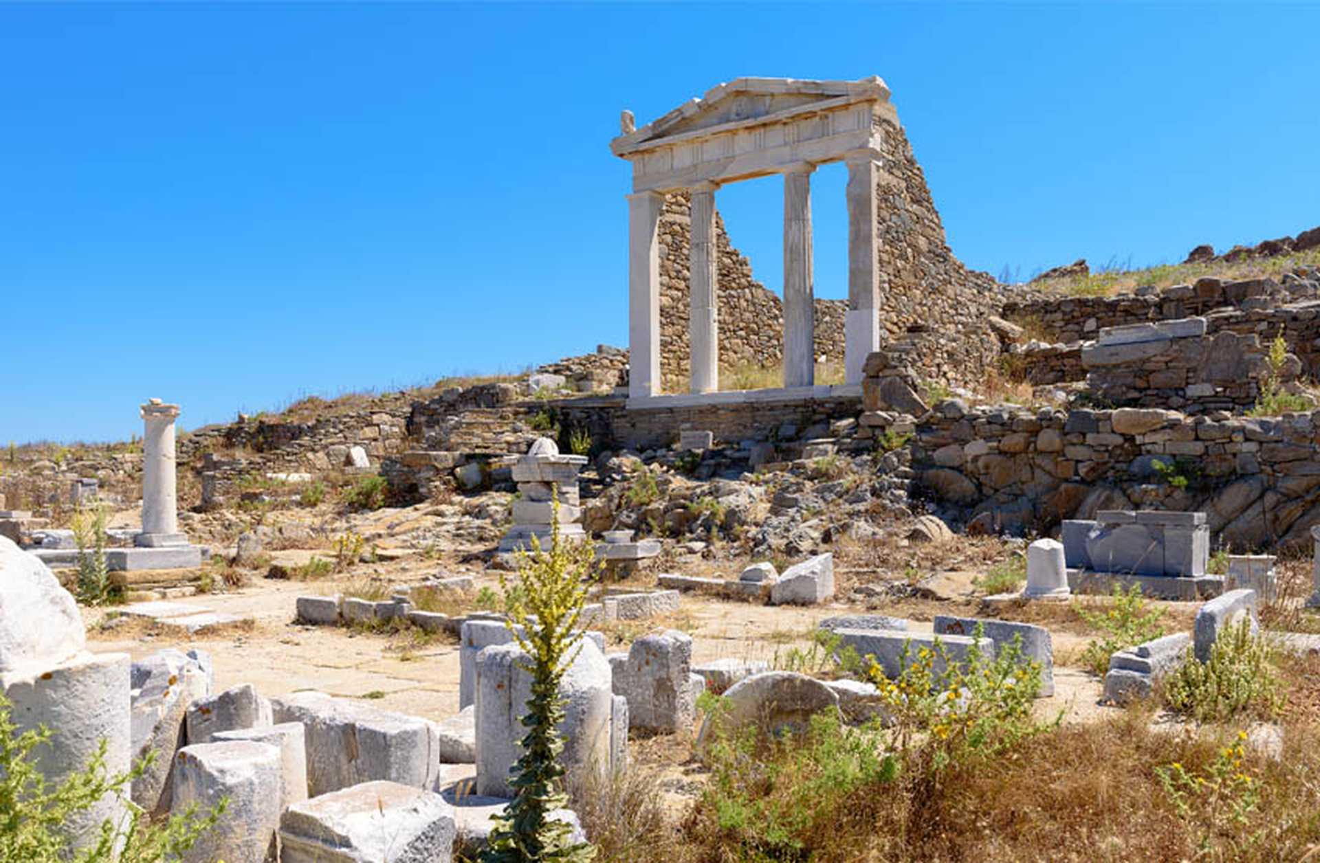 The Temple of Isis in the archaeological site of Delos island, near Mykonos