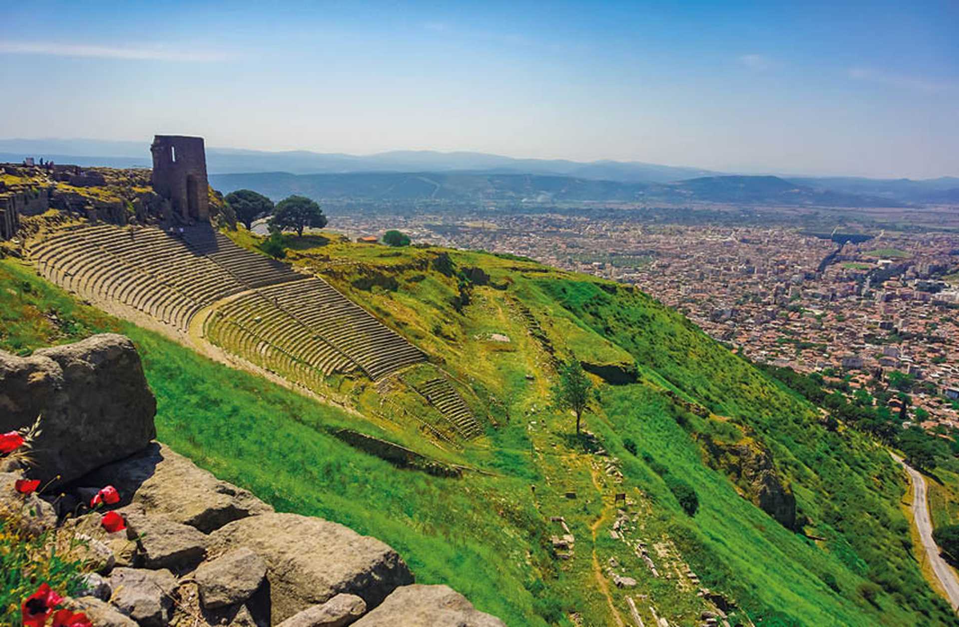 Ancient theatre on hillside in Pergamon, Turkey