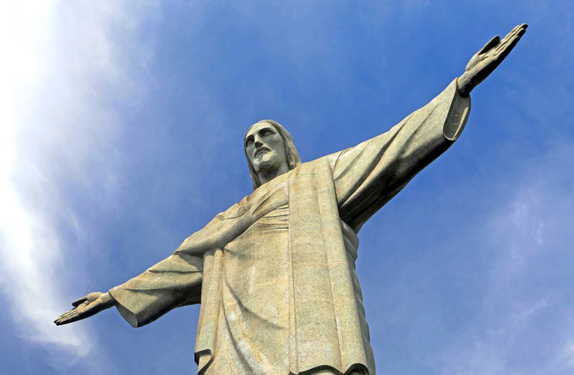 Looking up at the Christ the Redeemer statue in Rio de Janerio