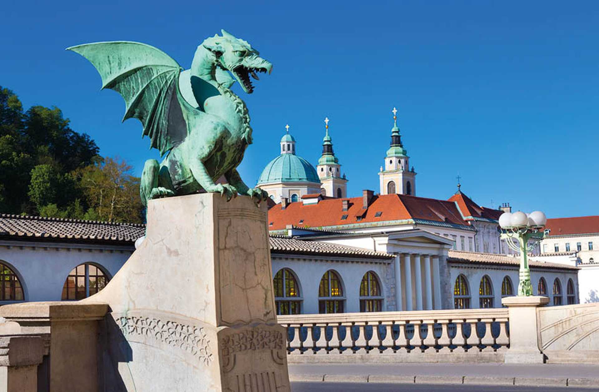Dragon Bridge (Zmajski most) in Ljubljana, Slovenia