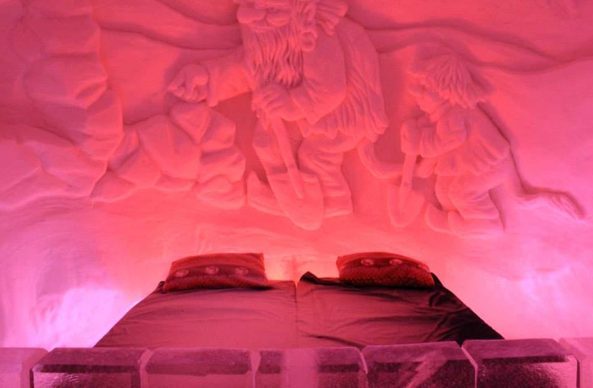Visiting a hotel made of snow and ice during Hurtigruten's Northern Lights cruise