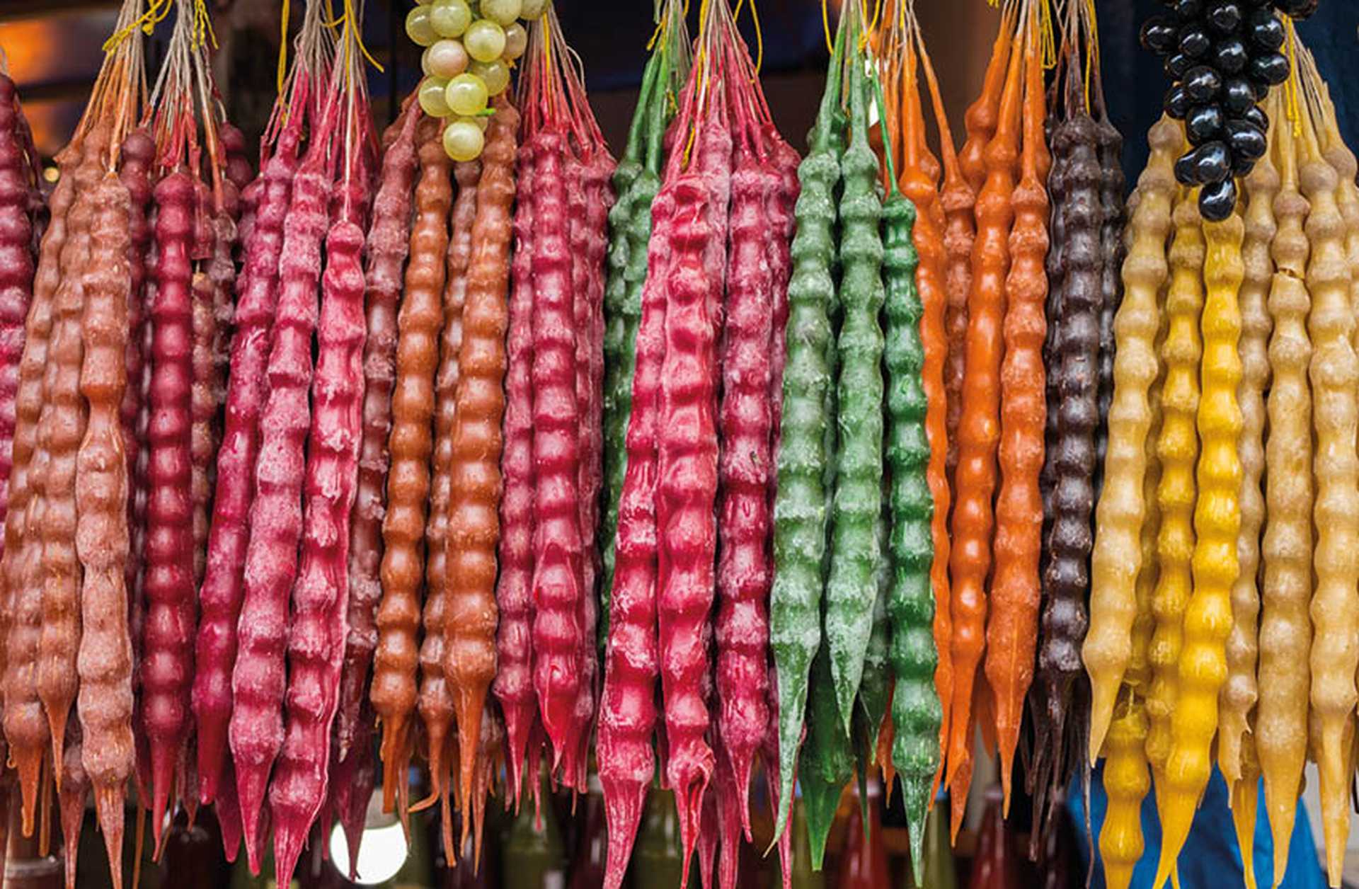 Churchhela - traditional Georgian sweets - hanging up