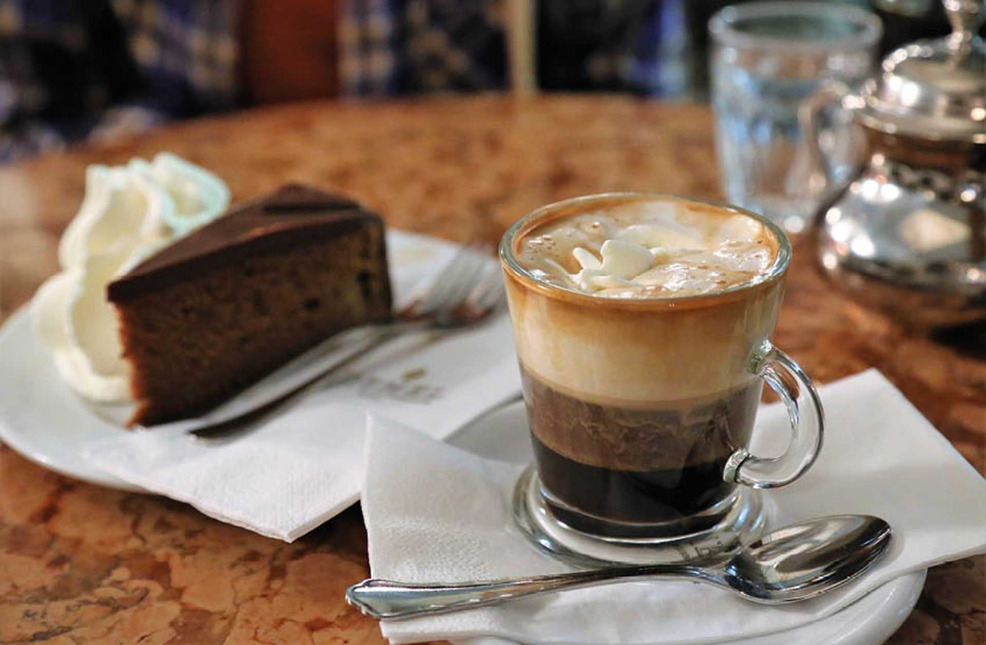 Coffee and cake at cafe in Vienna
