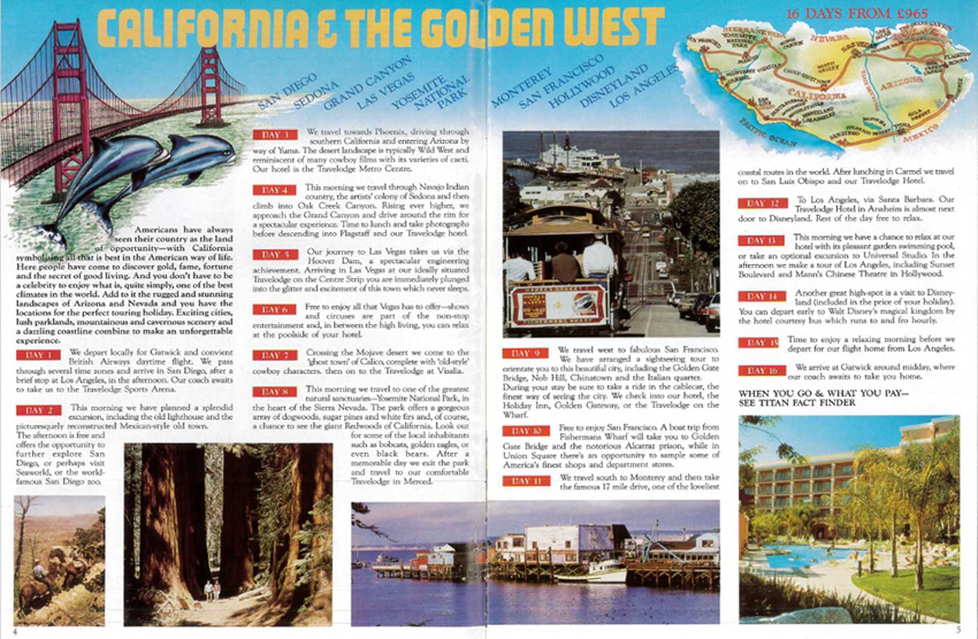 The original brochure page for Titan's California and the Golden West tour