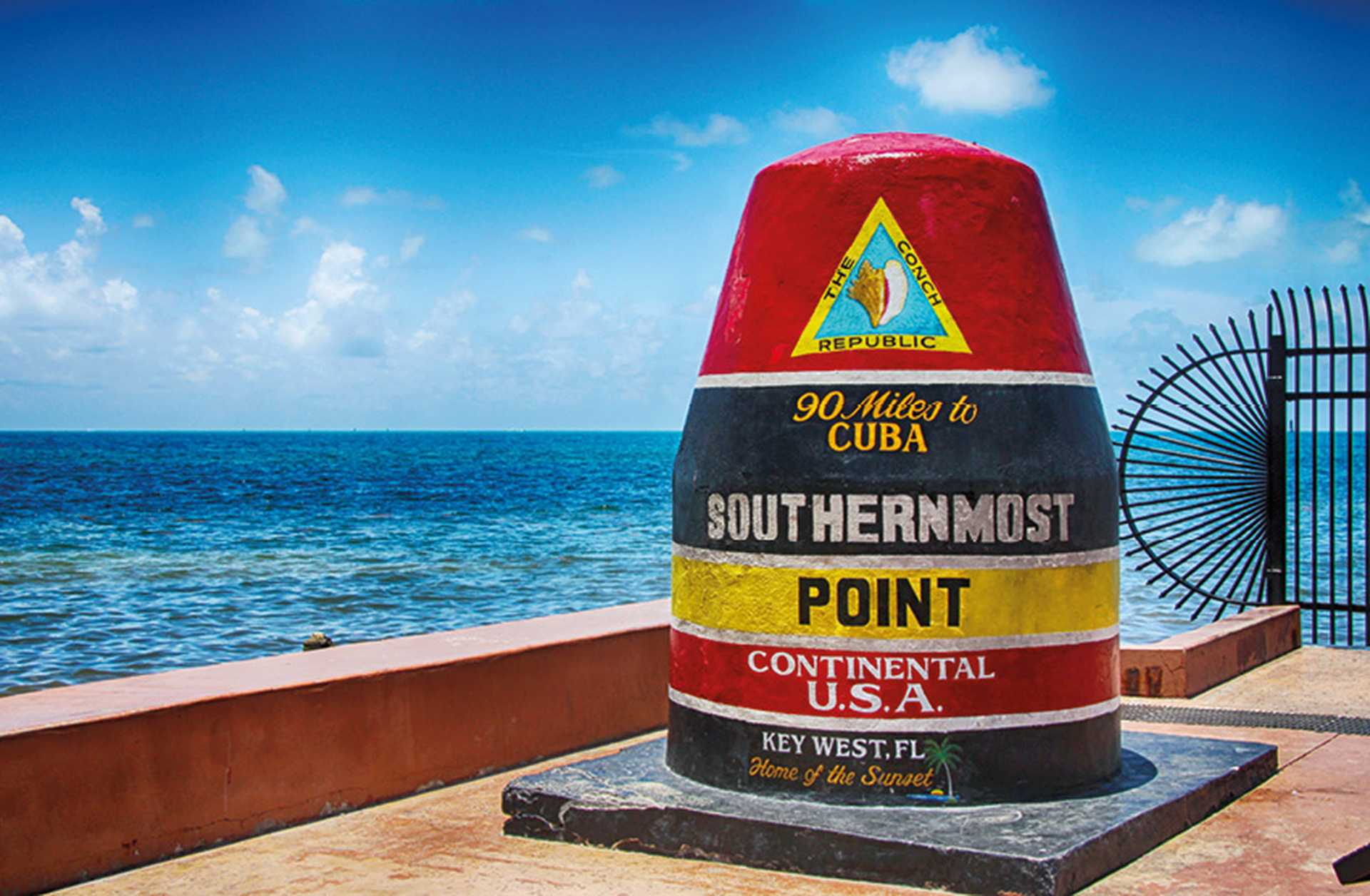 A monument marks the southernmost point of the continental USA in Key West, Florida