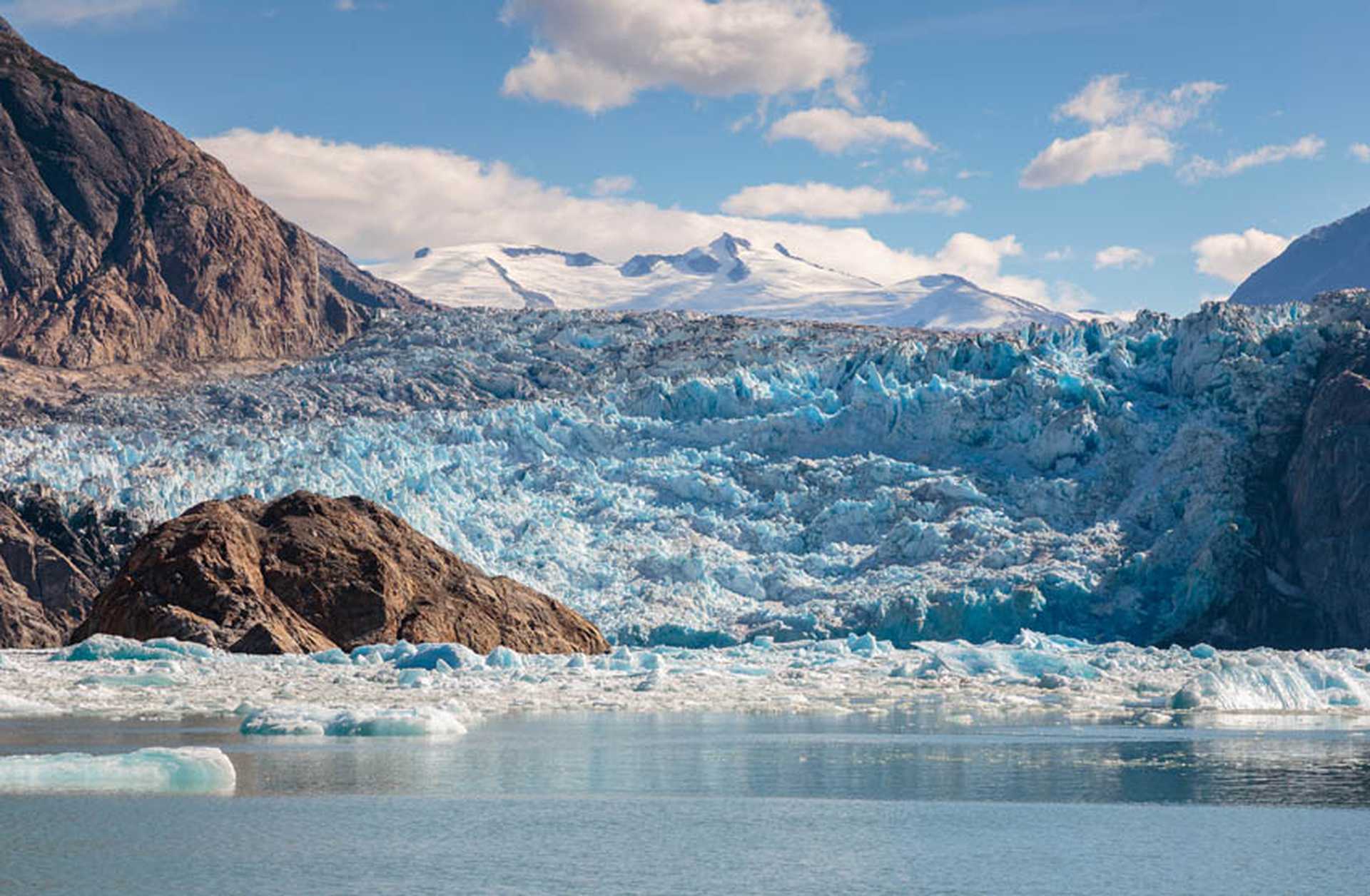 The icy blues of Sawyer Glacier in Tracy Arm Fjord near Juneau, Alaska