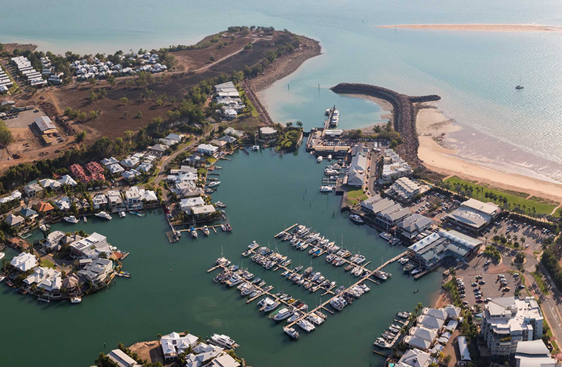 An aerial photo of Cullen Bay, Darwin
