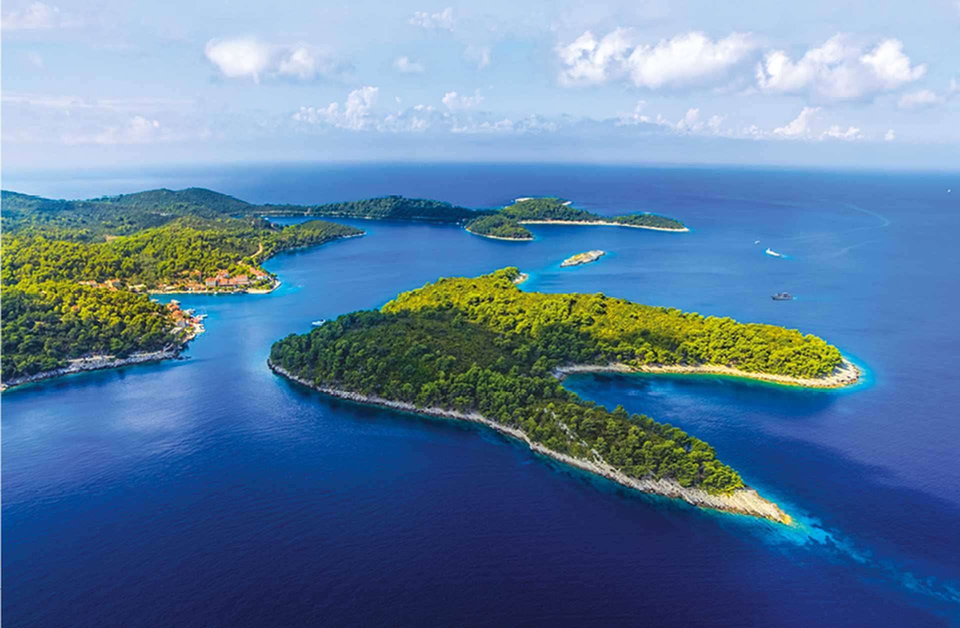 Aerial photo of the national park island of Mljet, Croatia