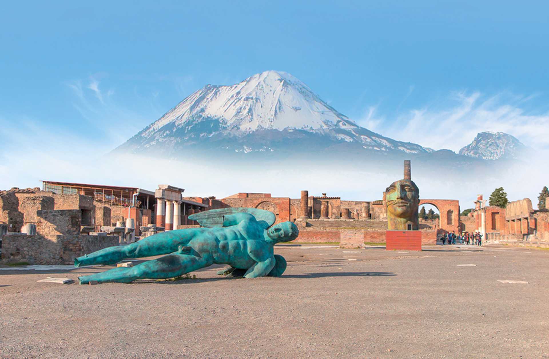 Pompeii, Italy, ruins, statues, volcano