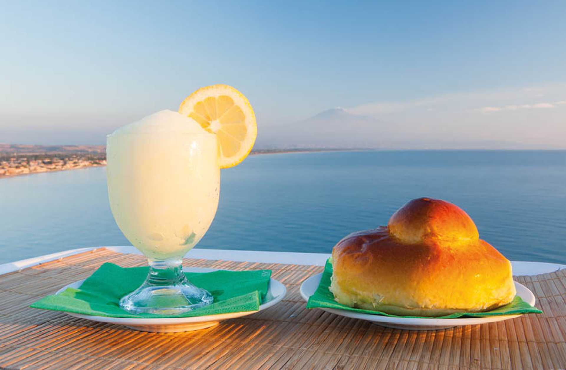 Sample traditional lemon granita on a Titan tour of Sicily