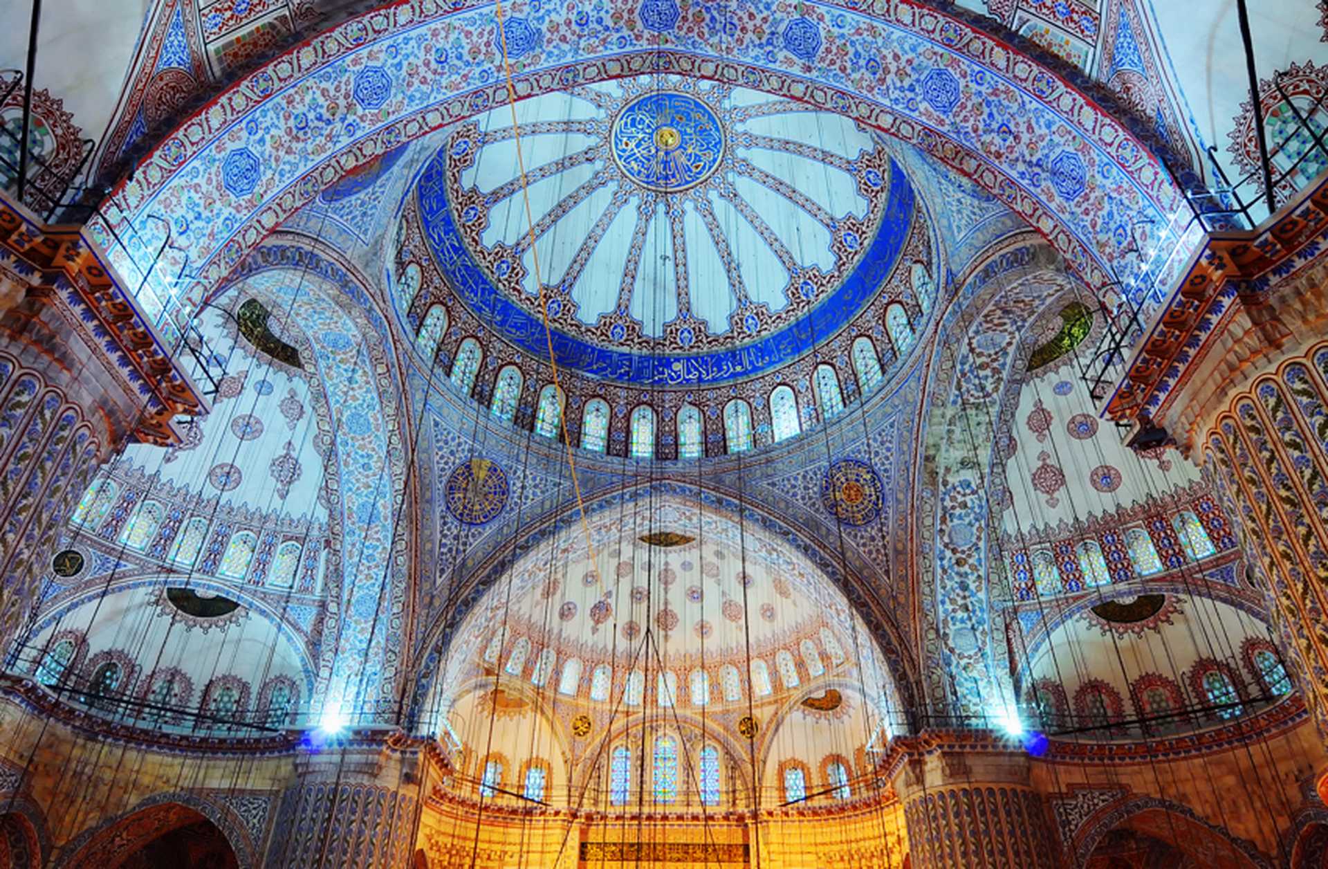 Mosaicked interior of the Blue Mosque in Istanbul, Turkey