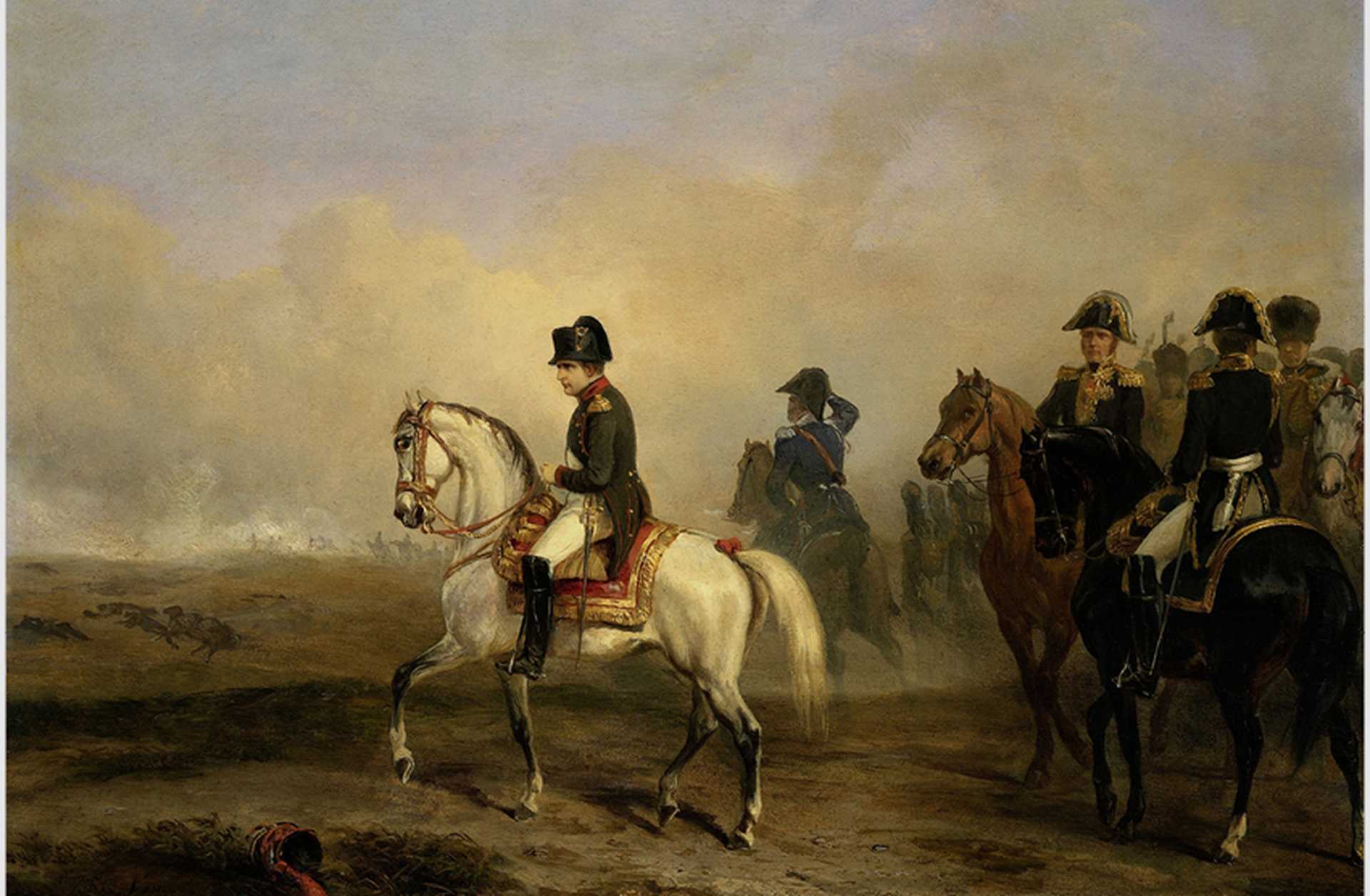 A painting of Napoleon on horseback
