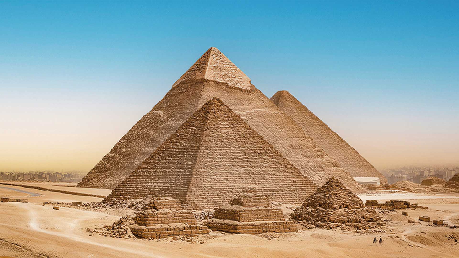 A view of the great pyramids of Giza