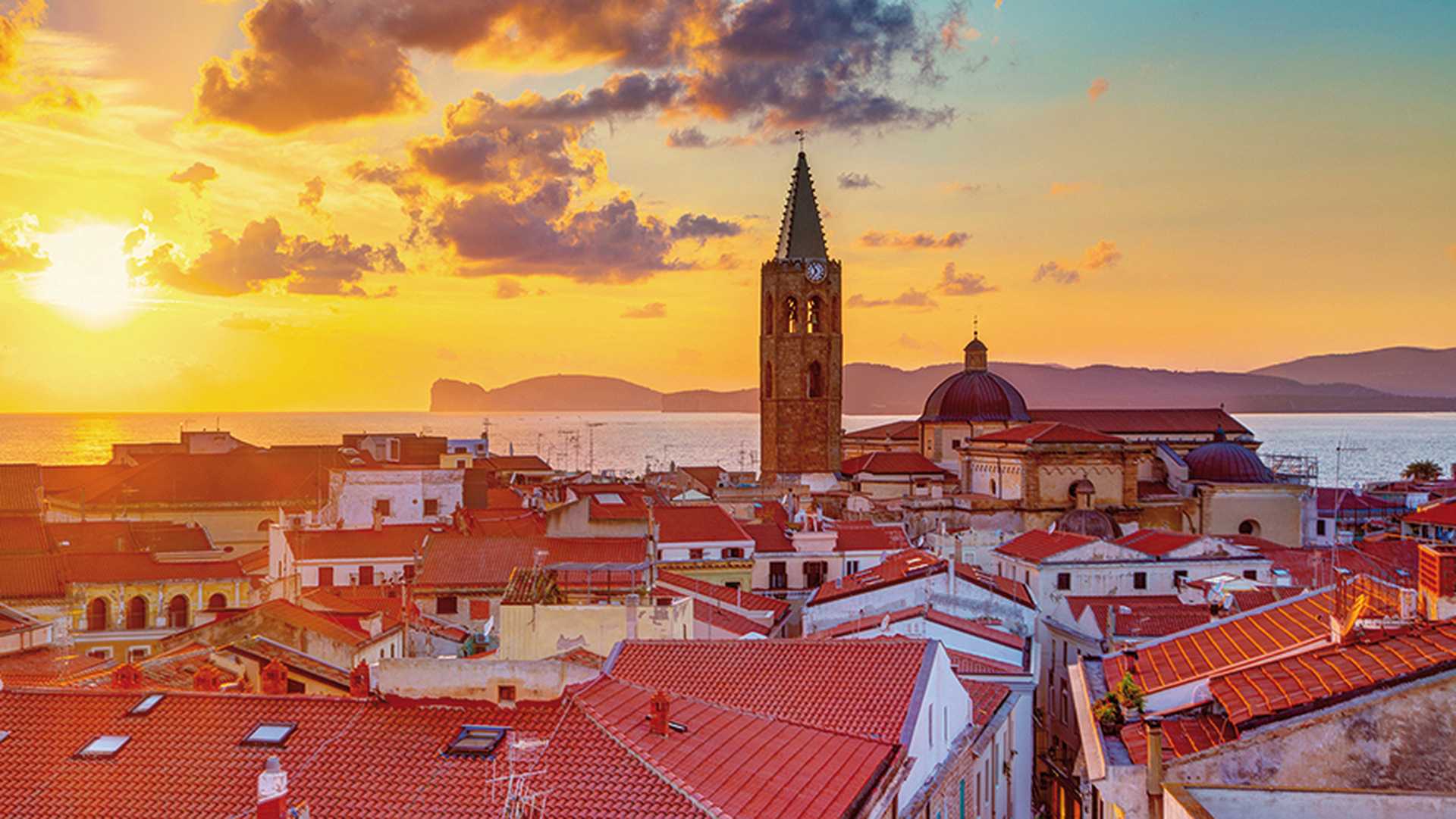Sunset over Alghero city