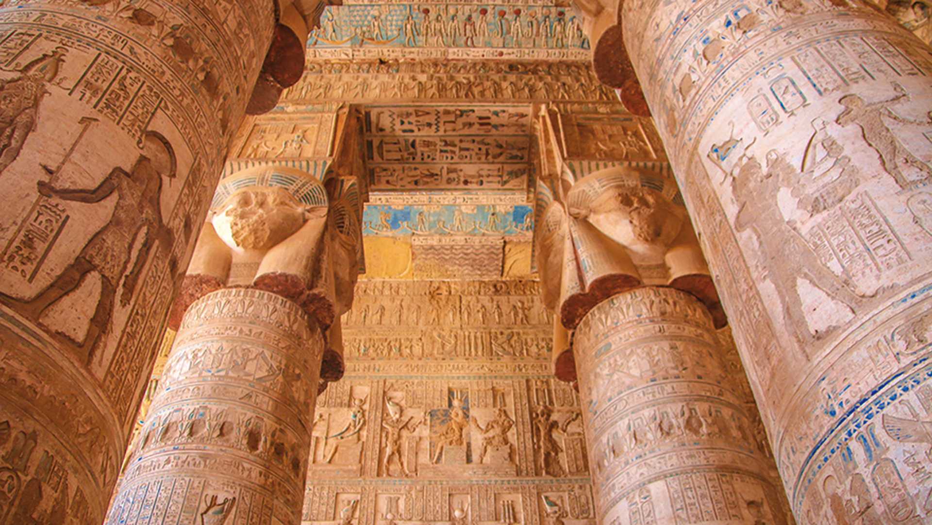 The interior of the temple of Dendera