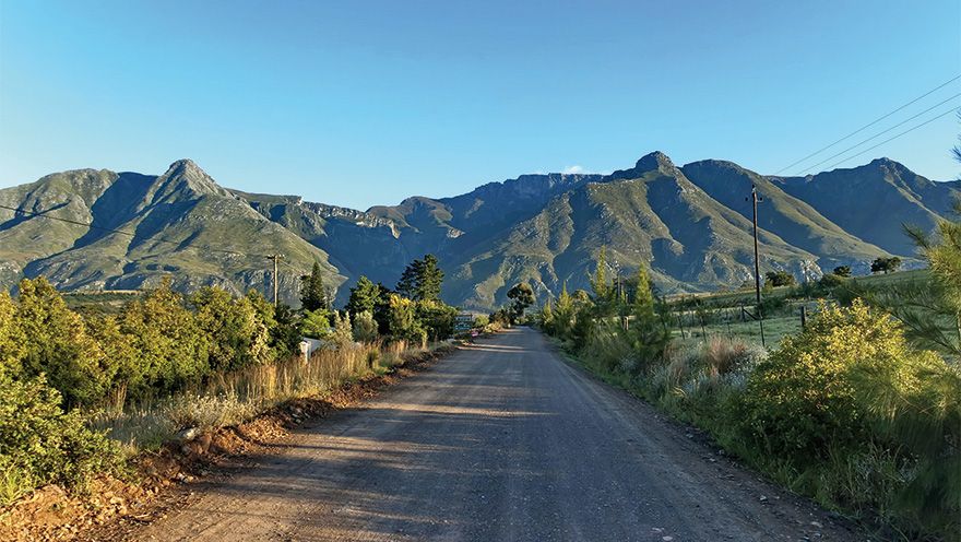 Road in Swellendam area in early morning, Langeberg mountain, Western Cape South Africa