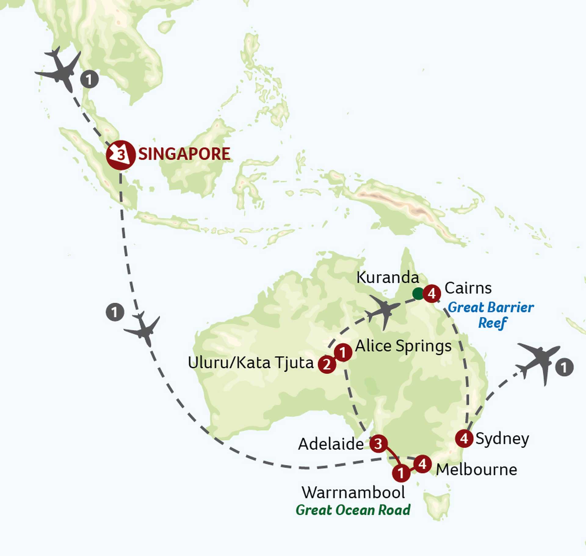 AUX map -  Best of Australia with Singapore