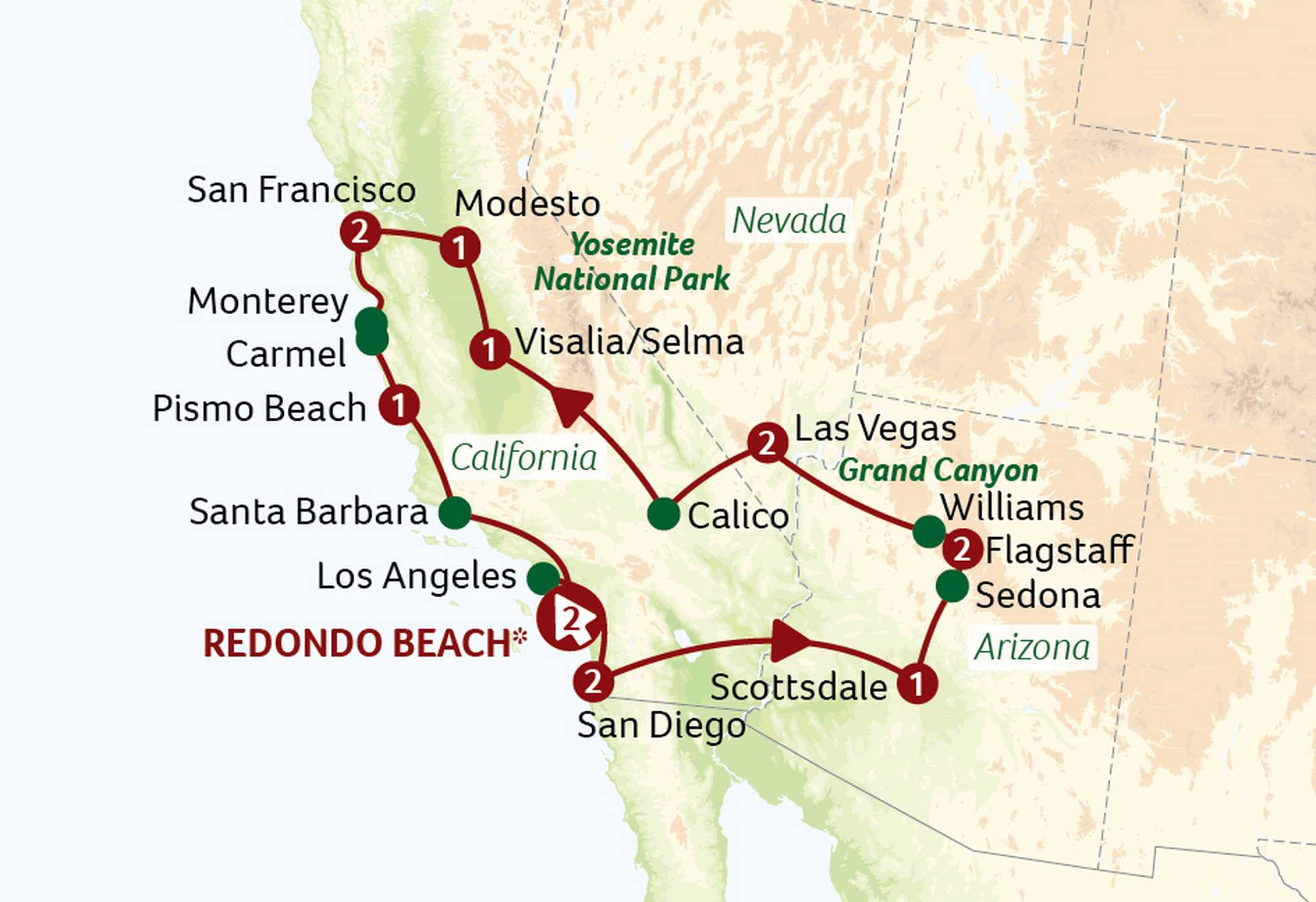 CAL 2023 departures map
